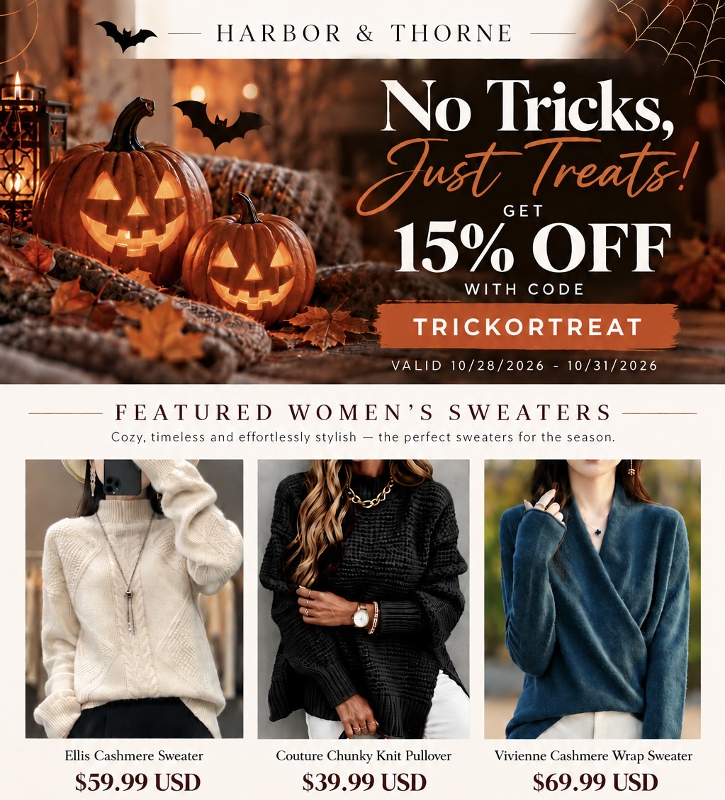 Harbor & Thorne: No Tricks, Just Treats! - 15% Off Sitewide